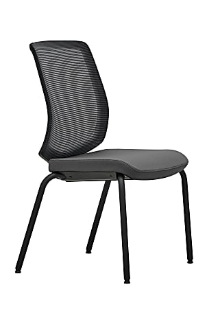 WorkPro® Expanse Series Mesh/Fabric Guest Chairs, Gray/Black, Set Of 2 Chairs