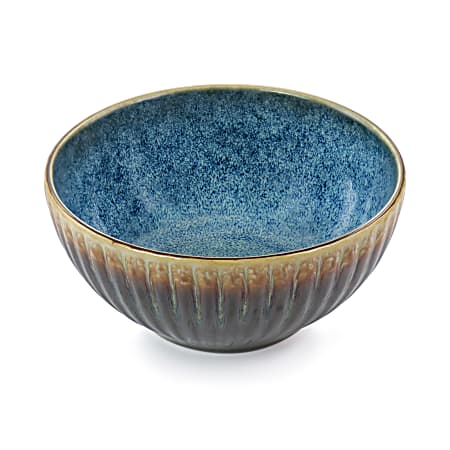 Elama Tavilla 16 Piece Round Stoneware Dinnerware Set BrownBlue ...