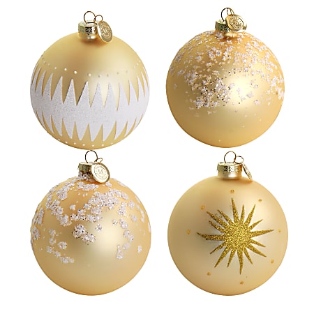 Martha Stewart Holiday Ball Ornament 4-Piece Set, 5"H