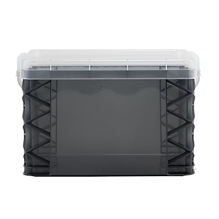 Super Stacker Storage Box 6 12 H x 7 38 W x 10 L Gray - Office Depot