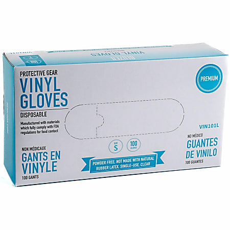 BLUZEN Powder-Free Vinyl Gloves - 3 mil Thickness - Small Size - Vinyl - Clear - Comfortable - 100/Box - 10 / Carton