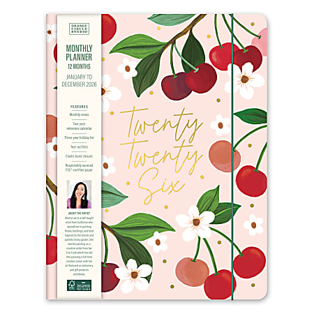 2026 Orange Circle Studio Just Right Monthly Planner, 9-3/4" x 7-1/2", Fruit & Flora, January To December, 26360