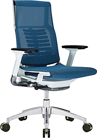 Raynor® Powerfit Ergonomic Mesh Mid-Back Executive Chair, Blue/White