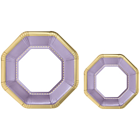 Amscan Octagonal Premium Plates, Lavender, 20 Plates Per Pack, Case Of 2 Packs
