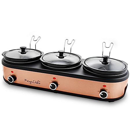 MegaChef 7-Piece Slow Cooker Set, Copper/Black