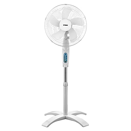 Optimus F-1760 Wave Oscillating Adjustable Stand Fan With Remote Control, 22" x 16", White