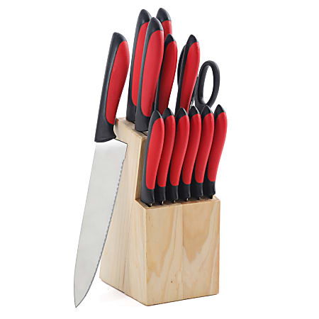 MegaChef 14-Piece Cutlery Set, Red