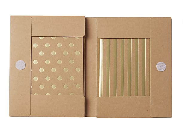 Sincerely A Collection by C.R. Gibson® Top-Fold Boxed Notes, 4 1/4" x 6", Gold Dot Kraft, Pack Of 10