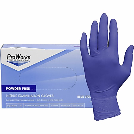 ProWorks Nitrile Powder-Free Exam Gloves - 3 mil Thickness x 9.50" Glove - X-Large Size - Nitrile - Blue Violet - GLN125FX