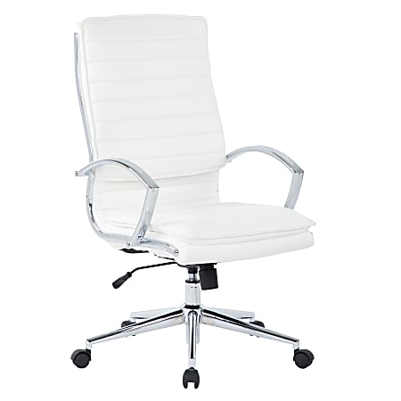 Office Star™ Pro-Line II™ SPX Bonded Leather High-Back Chair, White/Chrome