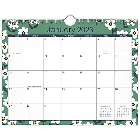 Office Depot® Brand Monthly Wall Calendar, 8-1/2" x 11", Floral, January To December 2023