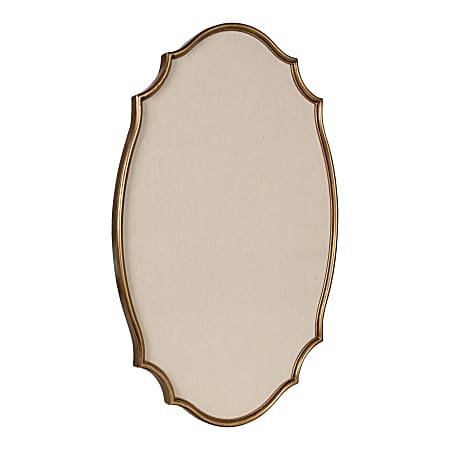 Kate and Laurel Leanna Non-Magnetic Framed Pinboard, Fabric, 24” x 36”, Tan, Gold Metal Frame