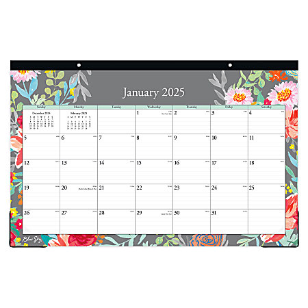 2025 Blue Sky Monthly Desk Pad Planning Calendar, 17” x 11”, Sophie, January 2025 To December 2025