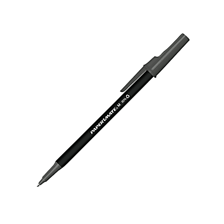 Paper Mate® Write Bros.® 80% Recycled Ballpoint Stick Pens, Medium Point, 1.0 mm, Black Barrel, Black Ink, Pack Of 12