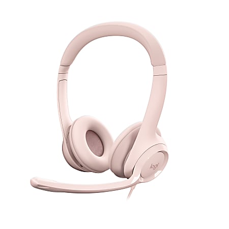 Logitech H390 Wired On Ear Headset For PCLaptop Rose 981 001280 Office Depot