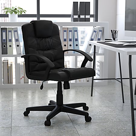 Faux leather swivel office chair best sale