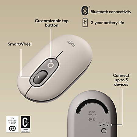 Logitech Pop Mouse Mist Wireless Bluetooth Mist Scroll Wheel - Office Depot