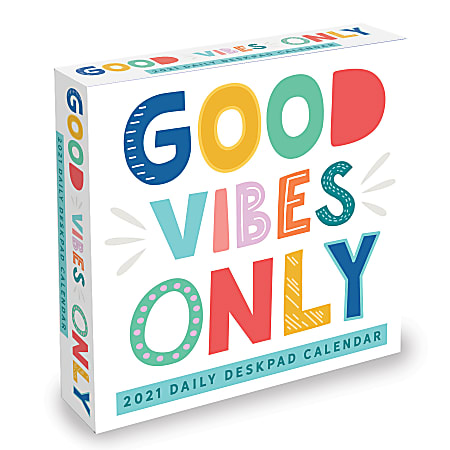 TF Publishing Daily Desktop Box Calendar, 5-1/2" x 5-1/2", Good Vibes, January To December 2021