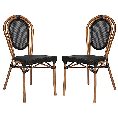 Flash Furniture 2 Pack Marseille Indoor/Outdoor Commercial Thonet Bistro Stacking Chair, Black/Natural Frame -2SDA6422STXTBKN