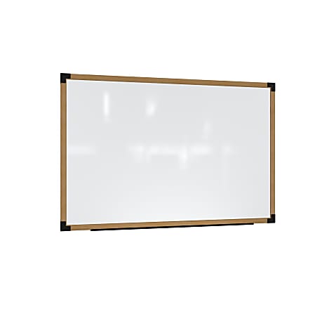 Ghent Prest Magnetic Dry-Erase Whiteboard, Porcelain, 38-1/4” x 50-1/4”, White, Natural Wood Frame