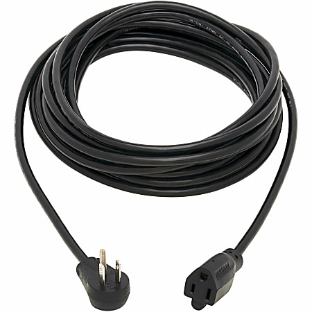Eaton Tripp Lite Series Power Extension Cord, Right-Angle NEMA 5-15P to NEMA 5-15R - 10A, 120V, 18 AWG, 25 ft. (7.62 m), Black - P02202515D