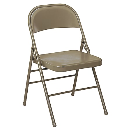 Bridgeport 60-810 Series All-Steel Folding Chairs, Taupe, Set Of 4