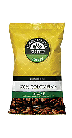 Executive Suite® Coffee Single-Serve Coffee Packets, Decaffeinated, 100% Colombian, Carton Of 42