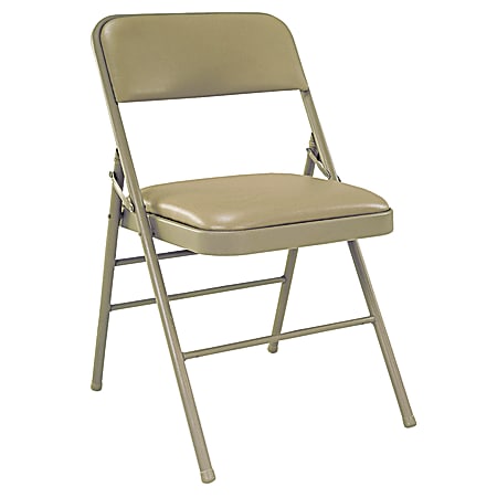 Bridgeport Deluxe Padded Folding Chairs, Taupe, Carton Of 4