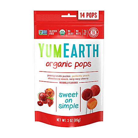 YumEarth Organic Lollipops, 3 Oz, Pack Of 6 Bags