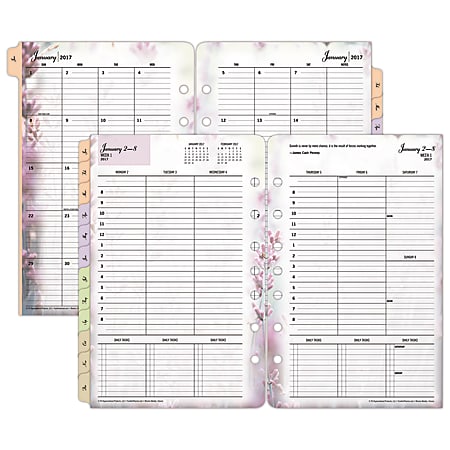 FranklinCovey Blooms Planner Refill, 5 1/2" x 8 1/2", 30% Recycled, 2 Pages Per Week, January–December 2017