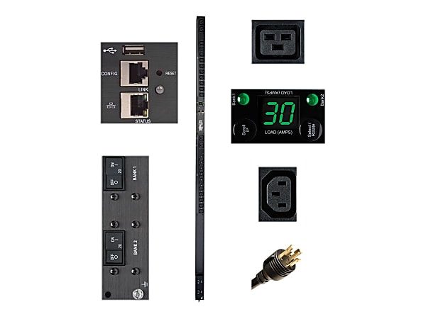 Tripp Lite 5/5.8kW Single-Phase Monitored PDU with LX Platform Interface, 208/240V Outlets (20 C13 & 4 C19), L6-30P, 0U, TAA - Power distribution unit (rack-mountable) - 30 A - AC 200/208/240 V - 5.8 kW - 1-phase