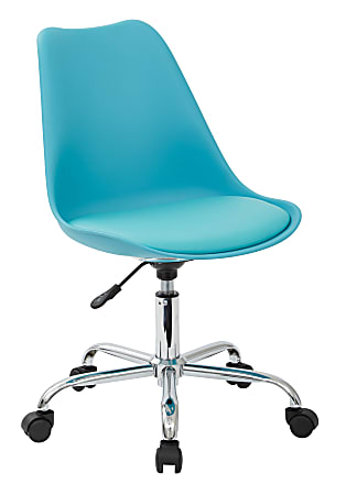 Ave Six Emerson Mid-Back Chair, Teal/Silver