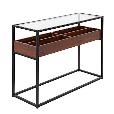 LumiSource Display Contemporary Console Table, 31-1/2”H x 43-1/4”W x 16”D, Black/Walnut/Clear