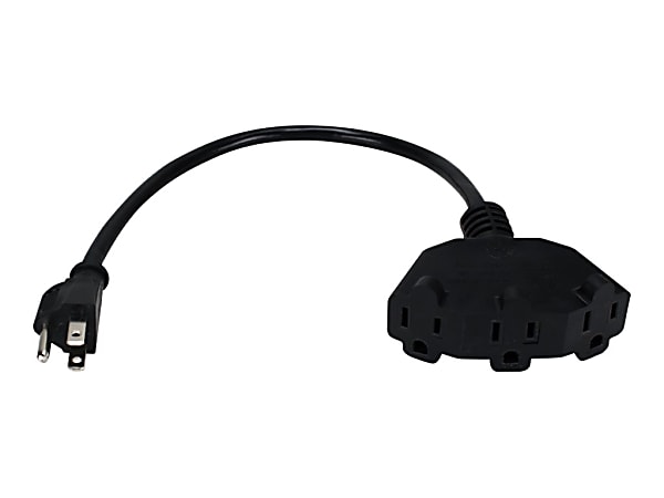 QVS OutletSaver - Power splitter - NEMA 5-15P (M) to NEMA 5-15 (F) - 125 V - 13 A - 1 ft - black