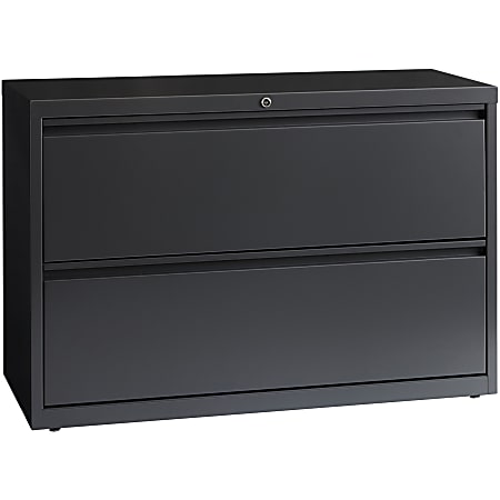 Lorell® 42"W x 18-5/8"D Lateral 2-Drawer File Cabinet, Charcoal