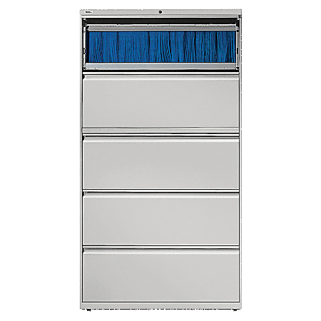 Lorell® Fortress 36"W Lateral 5-Drawer File Cabinet, Metal, Light Gray