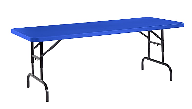 National Public Seating Primary Color Adjustable Folding Table, Rectangle, Blue/Black
