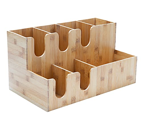 Mind Reader 7-Section Bamboo Condiment Caddy, 9-3/8"H x 17-15/16"W x 10-1/4"D, Brown