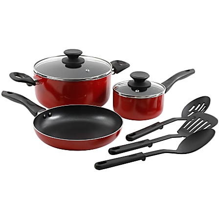 Gibson Home Palmer 8-Piece Cookware Set, Red