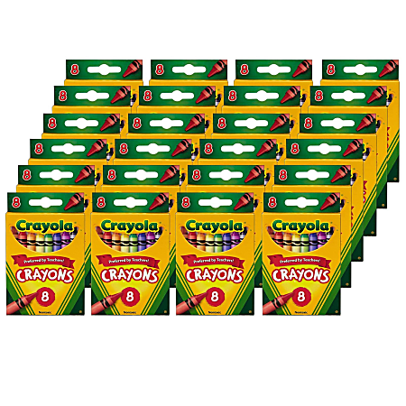 Crayola Crayons, Regular Size, Assorted Colors, 8 Crayons Per Box, Set Of 24 Boxes