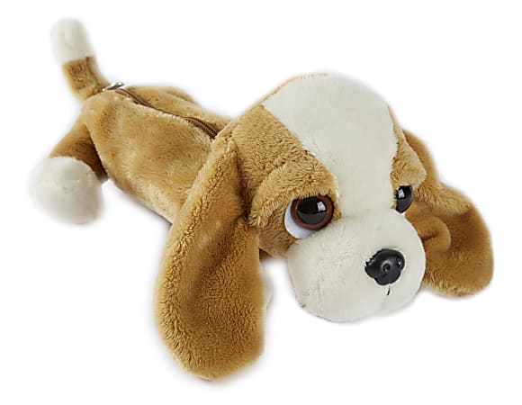 Office Depot® Brand Plush Animal Pencil Pouch, 4" x 11", Basset Hound