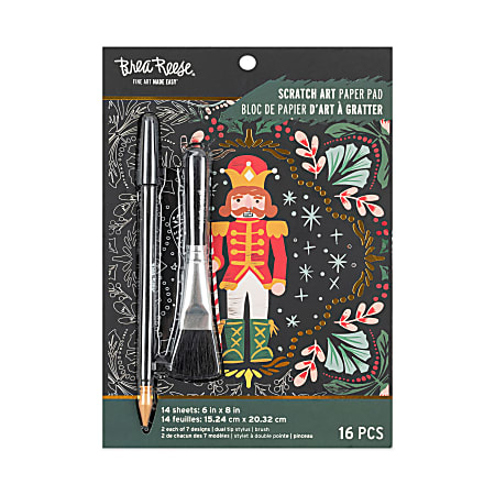 Brea Reese Scratch Art Paper Pad, 6" x 8", 14 Sheets, Holiday