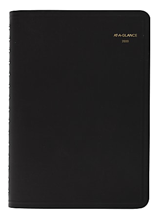 AT-A-GLANCE® Daily Appointment Book/Planner, Half-Hourly, 5-1/2" x 8-1/2", Black, January to December 2020 