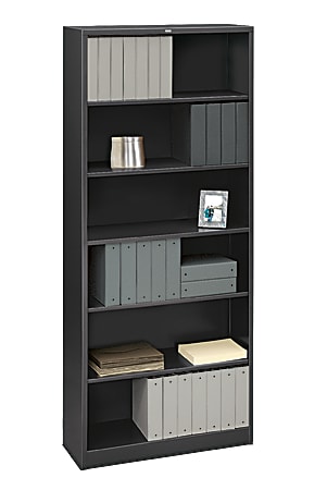 HON® Brigade® Steel Modular Shelving Bookcase, 6 Shelves, 81"H x 34-1/2"W x 12-5/8"D, Charcoal