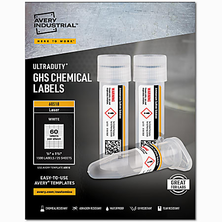 Avery® UltraDuty® GHS Chemical Labels For Laser Printers,