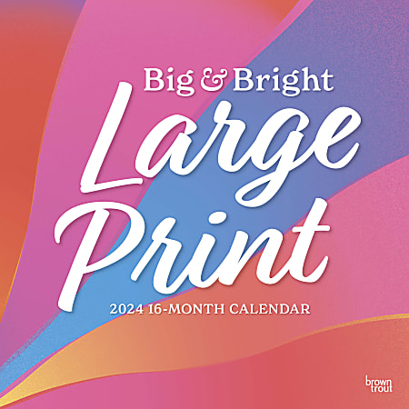 2024 Brown Trout Monthly Matte Square Wall Calendar, 12" x 12", Big & Bright Large Print, January To December