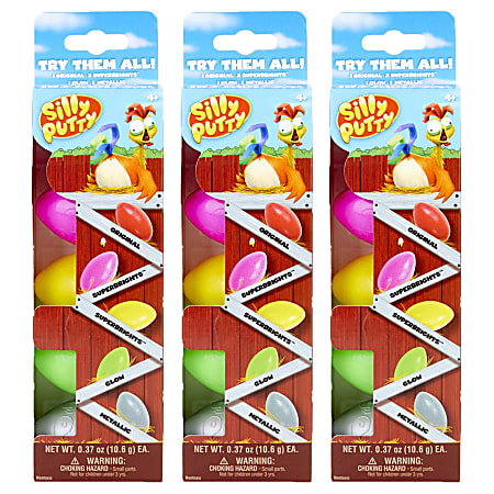 Crayola Silly Putty Eggs Party Packs, Assorted Colors, 5 Eggs Per Pack, Set Of 3 Packs