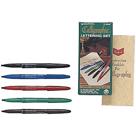 Sanford® Water-Based Ink Calligraphic® Calligraphy Pens, 2.5 mm, Medium Point, Assorted Colors, Set Of 5