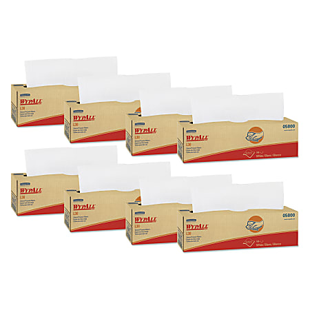 Kimberly-Clark® WYPALL L30 Economiz Wipes, Unscented, 16 13/32" x 9 13/16", White, 100 Wipers Per Pack, Box Of 8 Packs