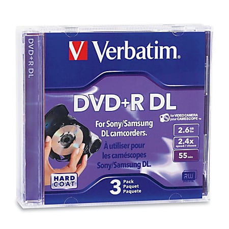 Verbatim 95313 DVD Recordable Media - DVD+R DL - 2.4x - 2.60 GB - 3 Pack Jewel Case